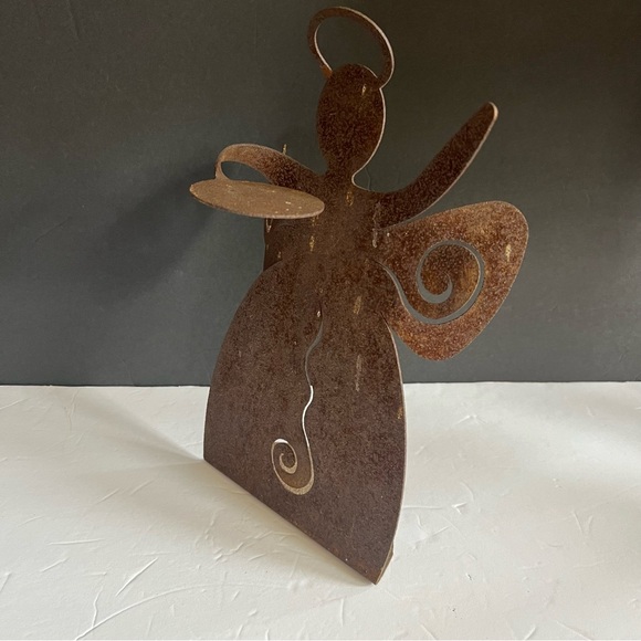 Rustic Metal Angel 12” Candle Holder Christmas Decor - Picture 11 of 13